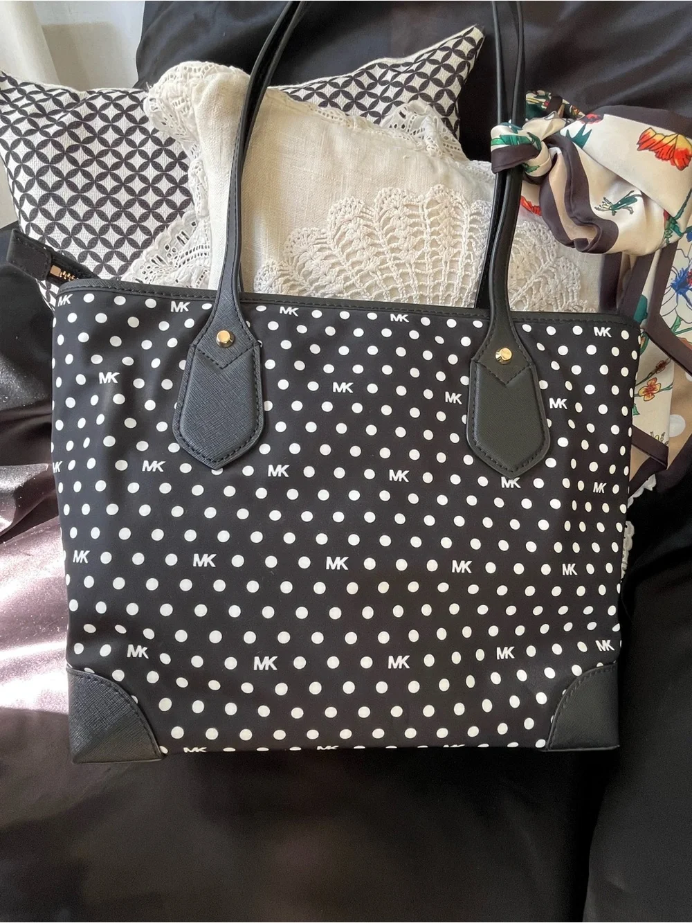 Michael Kors Black with White Polka Dot Tote, NWT